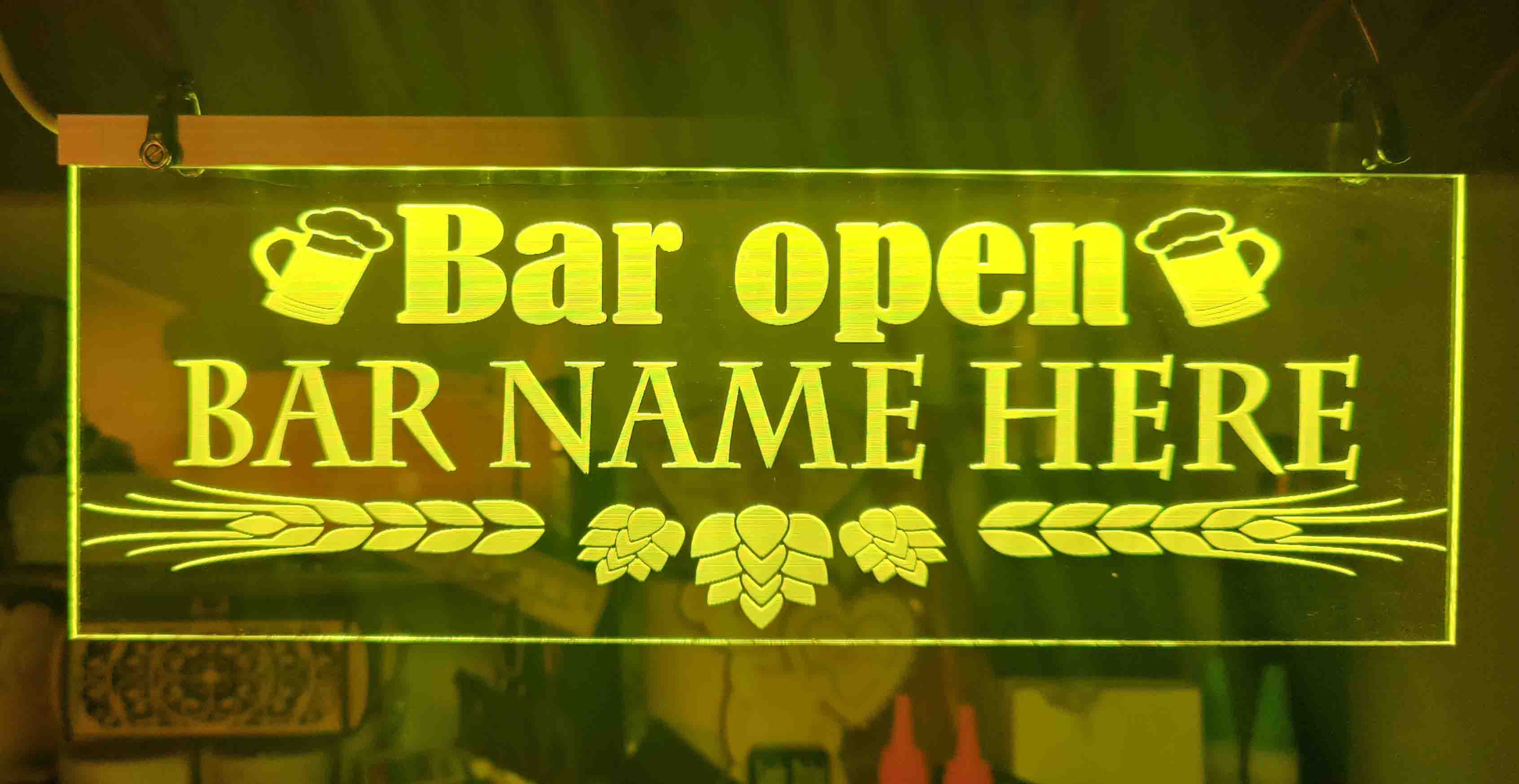 Bar open personalised bar name led light up sign